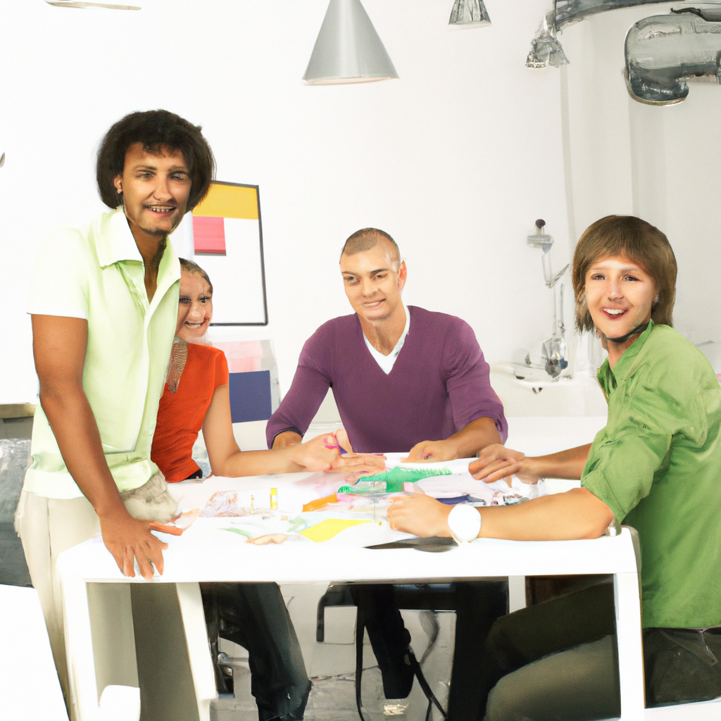 Candid team discussion in a sunlit studio